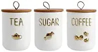 jessie 27oz Ceramics Coffee Canisters with Airtight Seal Bamboo Lid Silicone,Coffee Bean Storage for Kitchen Countertop,Food Storage Jars for Coffee Bean Ground Coffee (Three piece)