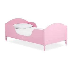 Evolur Barbie Dreamscape Wooden Toddler Bed in Pink, BSA & Greenguard Gold Certified  Low-to-Floor Design with Safety Guard Rails, Fits Standard Crib Mattress, Easy to Assemble