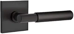 EMTEK Square Rosette Dummy, Pair with Matching Finish Myles Lever - Choice of 7 Finishes - 5050MYLUS19 - Flat Black (US19)