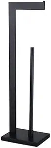 GERZWY SUS 304 Stainless Steel Toilet Paper Holder, Free Standing Lavatory Pedestal Toilet Paper Stand with Reserve, Matte Black DZY004-BK