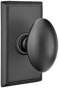 Emtek Passage Set, Rectangular Rosette, Egg Knob, Flat Black