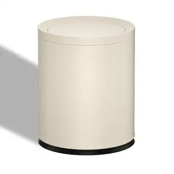 2.6 Gallon/10L Metal Trash Can with Swing Lid, Double Bucket,Round Waste Basket,Black,Modern,Elegant Garbage can,for Bathroom,Living Room,Kitchen,Office,Home,Bedroom(12L-White)