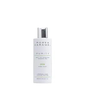 Rose & Caramel Purity Fade Away Self Tan Removing Shower Gel (250ml). Effective Self Tan Eraser, Fresh Fruity Fragrance, Gentle Exfoliator. Removes All Fake Tan Brands, Vegan, Cruelty Free