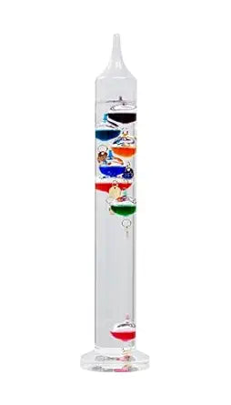 14.5inch Glass Galileo Thermometer with 7 Multi Colored Balls with Gold Tags from 60F to 84F Galileo Thermometer Gorgeous Gift for Family or Friends Present Home, Office Indoor and Outdoor Dcor