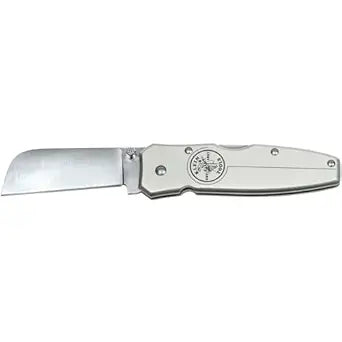Klein Tools 44007 Electricians Knife, Lightweight Lockback Knife with 2-1/2-Inch Coping Blade and Silver Handle