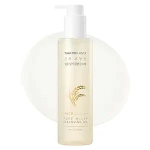 THANKYOU FARMER Rice Pure Milky Cleansing Oil 6.76 Fl oz (200ml) - Korean Cleansing Oil For Face, Non Comedogenic, Blackhead Pore Sebum Cleanser