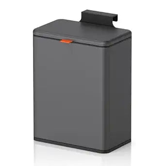 Mbillion Kitchen Compost Bin Hanging Trash Can with Lid 2.1 Gallon Stainless Steel Garbage Can for Kitchen Cabinet Door Mounted Trash Can Under Sink Door RV Bathroom,Brushed Black