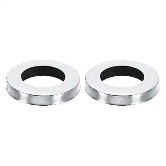 uxcell 2Pcs Faucet Base Rings, 2.13"x1.26"(OD x ID) Stainless Steel Electroplating Washer Fasteners Tap Hole Cover for Bathroom Kitchen Faucets, Silver