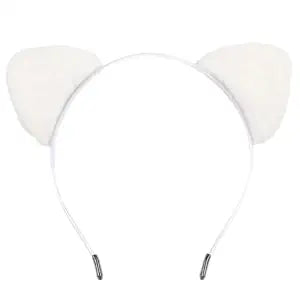 White Cat Ears Headband Furry Halloween Cat Woman Ears for Women