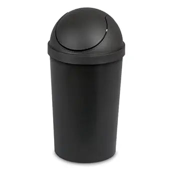 Sterilite 6 Pack SwingTop Wastebasket, Round Trash Can w/Swing Top Lid 3 Gallon, Black