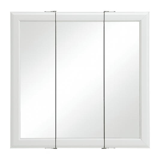 Design House 24" Wood Tri-View Wall Mount Bathroom Medicine Cabinet, White