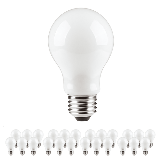 24 Pack 9W LED Dimmable A19 Frosted Glass Filament Light Bulb, 60W Equivalent Decorative Milky Light Bulb with E26 Base, UL & Energy Star Listed, 5000K Clear White, 300Â° Beam Angle