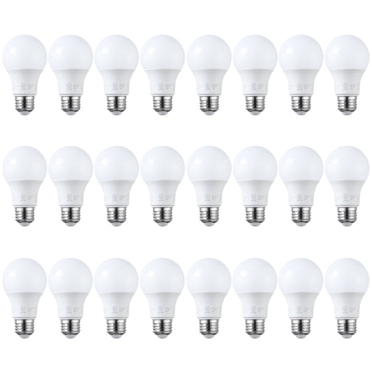 24 Pack A19 LED Light Bulbs 60W Equivalent, UL Listed, Dimmable, 3000K Warm White, E26 Standard Base, Flicker Free