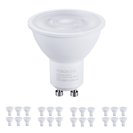 24 Pack MR16 GU10 LED Light Bulb, Dimmable 6.5W (50W Equivalent), UL-Listed, 3000K Warm White