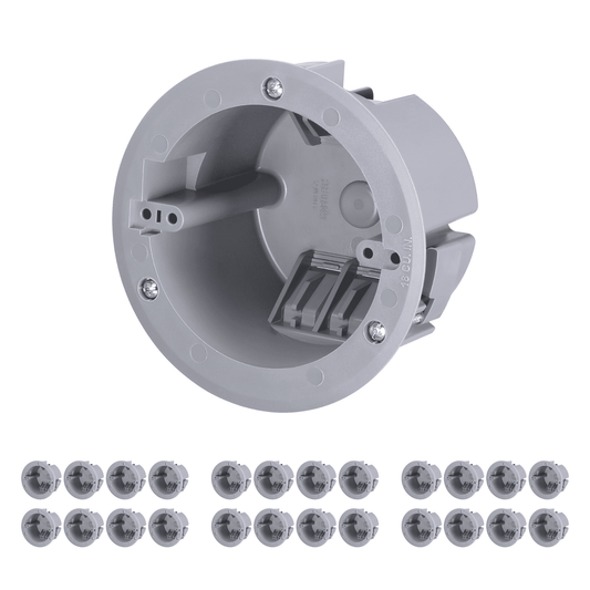 24 Pack One Gang Old Work Round Electrical Outlet Box, 18 Cubic Inch Device Box, PVC Electrical J-Box for Pendant, Fans, Switch, ETL Listed