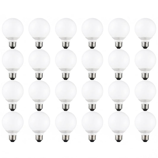 24 Pack Vanity Globe Light Bulbs G25 LED for Bathroom Mirror Decorative, 5W, Dimmable, E26 Round Frosted Decorative Bulb, 5000K Daylight