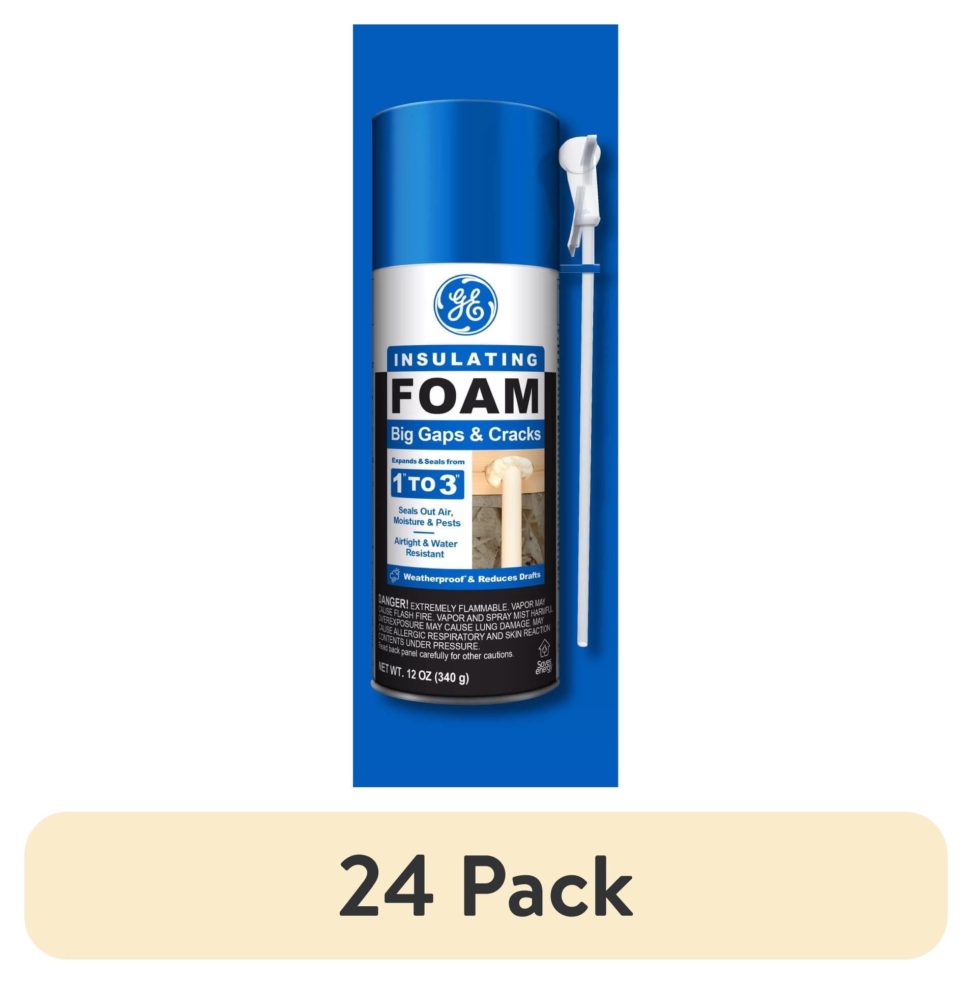 (24 pack) GE Big Gaps & Cracks Insulating Foam, Pack of 1, Yellow 12 oz Can