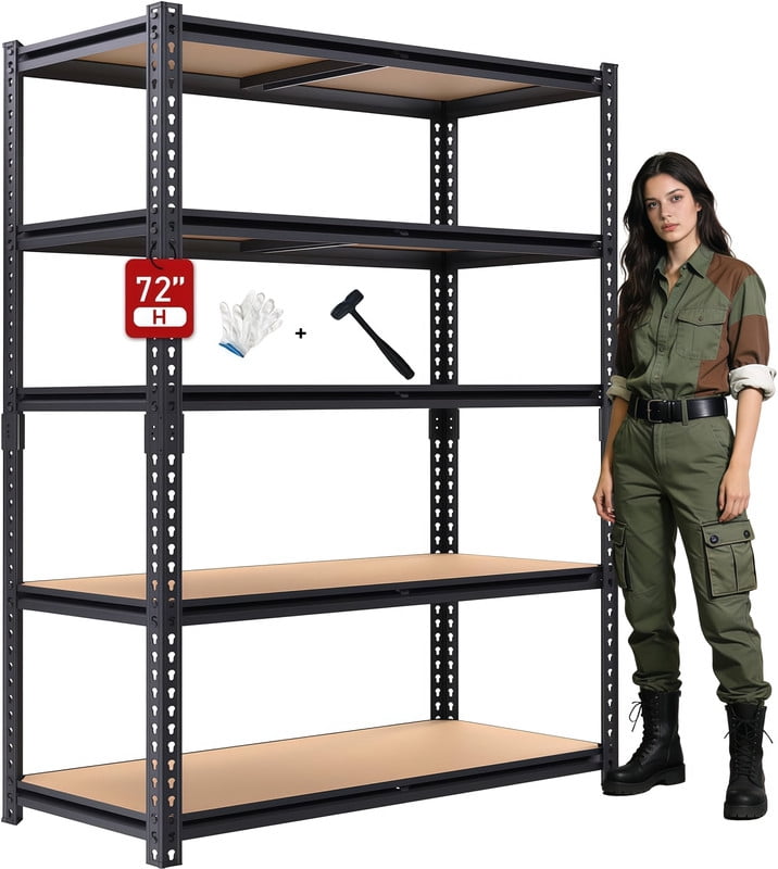 Estantes de Almacenamiento de 2400 Lbs, EstanterÃ­a de Garaje de 5 Niveles, Estantes de Garaje Ajustables de Alta Resistencia, Estante de Utilidad, Unidades de EstanterÃ­a para Almacenamiento, AlmacÃ©n, Despensa, ClÃ³set, 40" An x 20" Pr x 72" Al