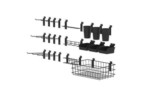 Hyper Tough 28-Piece Slatwall Accessories Organizer Kit for Garage, Workshop, and Utility Space