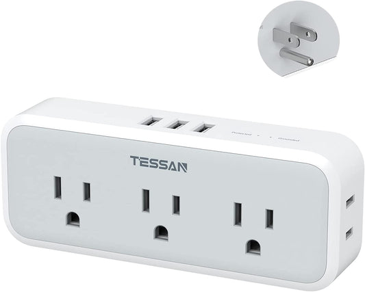 TESSAN Multi Plug-Outlet Splitter 5 AC Surge Protector Outlet Extender with 3 USB Wall Charger