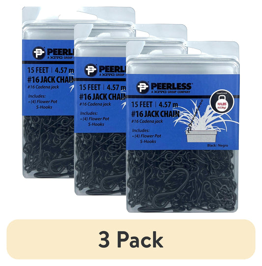 #16 Jack Chain Kit, Black, 15', 4 S-Hooks, Peerless Chain Company, #4745045
