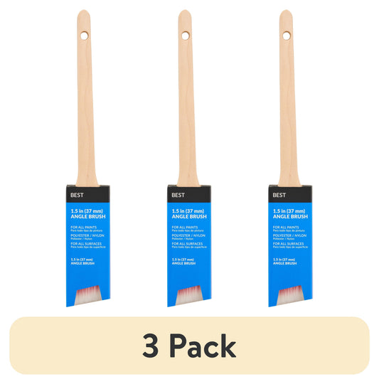 (3 pack) BEST 1.5" Polyester-Nylon Angle Brush