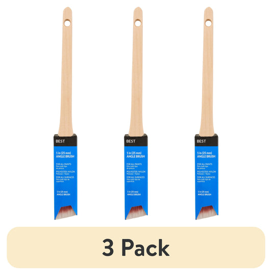 (3 pack) BEST 1" Polyester-Nylon Thin Angle Brush