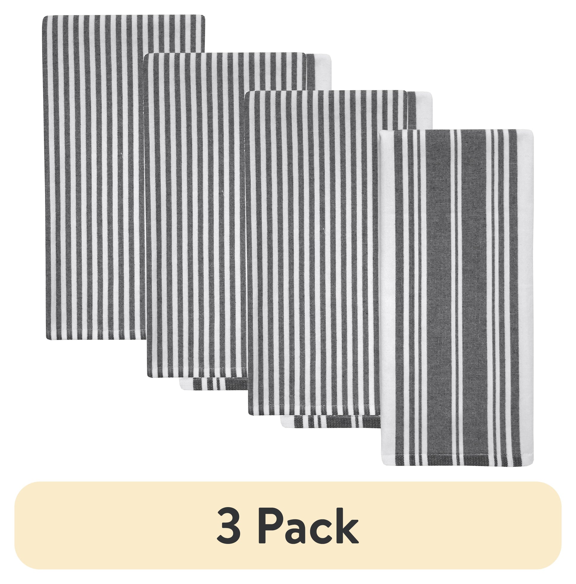 (3 pack) Better Homes & Gardens 2 Piece Culinary Kitchen Towel, Rich Black