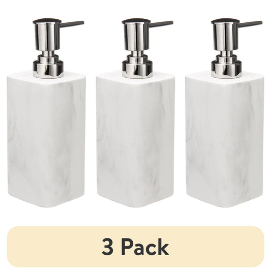 (3 pack) Better Homes & Gardens Faux Marble Resin Soap Pump, White