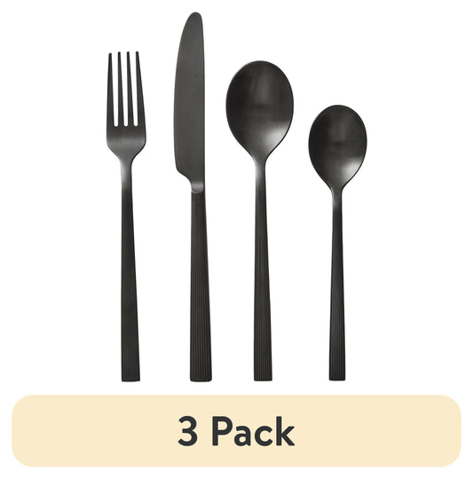 Better Homes & Gardens River 16-Piece Black Stainless Steel Flatware Set (Service for 4)