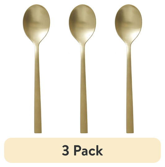 (Paquete de 3) Juego de Cubiertos de Acero Inoxidable Satinado Dorado de 16 Piezas Better Homes & Gardens River (Servicio para 4)