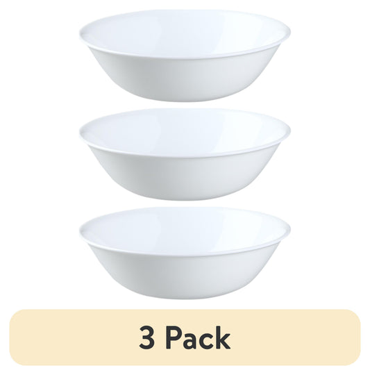 (3 pack) Corelle Winter Frost White, Round Serving Bowl, 1-Quart