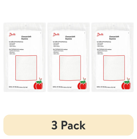 (3 pack) Dritz Cotton Cheesecloth, Food Grade, 36in x 15 Yards, for Crafts, Cheesemaking, and DÃ©cor