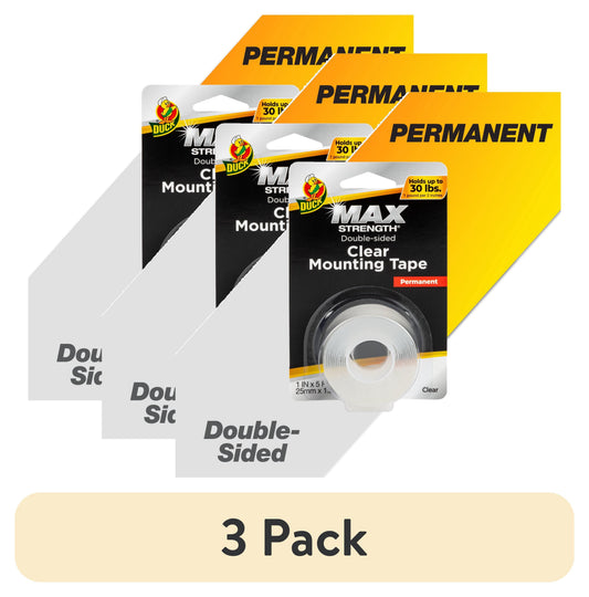 (3 pack) Duck Max Strength 1 in. x 60 in. Clear Mounting Tape