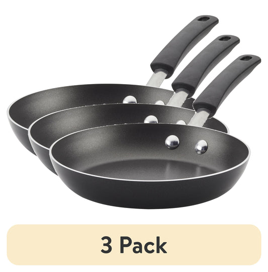 (3 pack) Farberware Easy Clean 8 Inch Nonstick Frying Pan / Skillet, Dishwasher Safe, Black