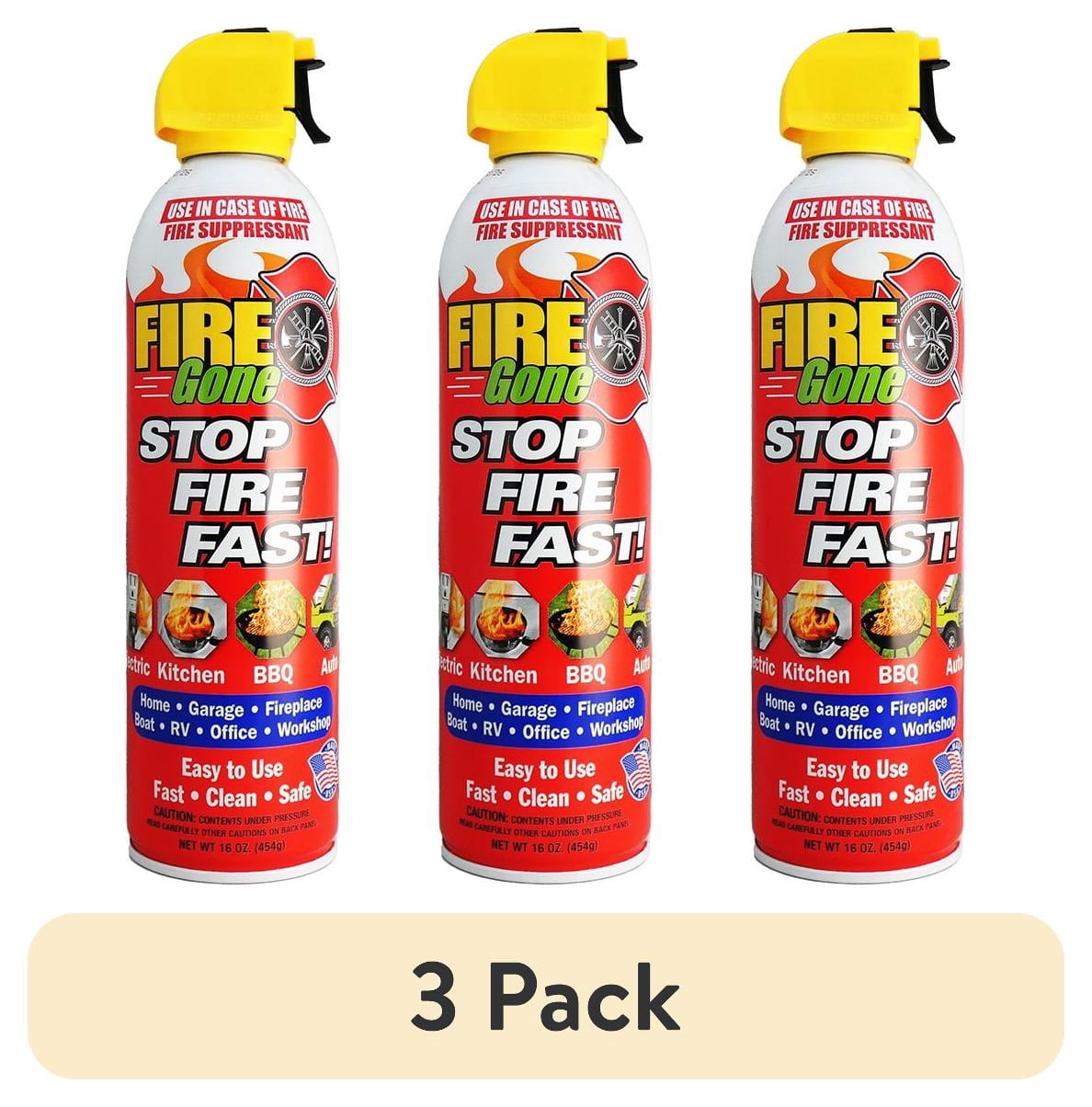(3 pack) Fire Gone 16 oz Fire Extinguishing Spray - Aerosol Can -FFF-Foaming Agent -(Pack of 1) Cooking & Household