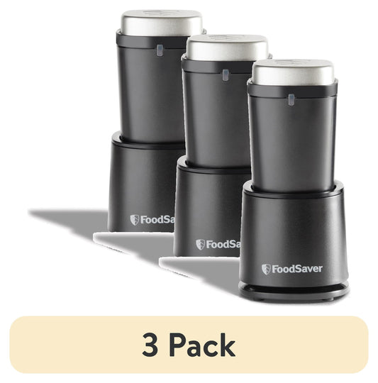 (3 pack) FoodSaver Mini Vacuum Sealer and Bags, Portable Rechargeable Food Sealer with Marinate Mode and One-Touch Sealing for FoodSaver Zipper Bags and Vacuum Containers, Includes 2 Bags