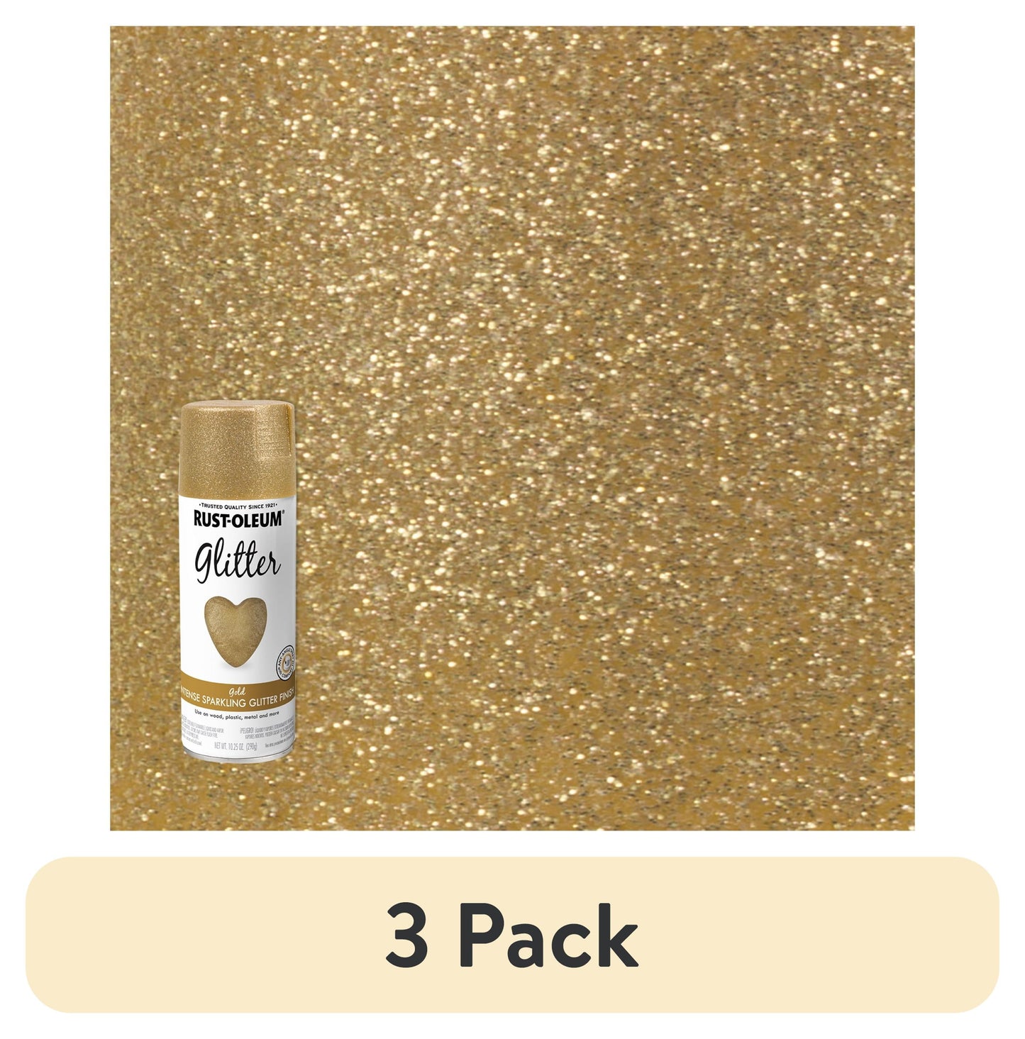 (3 pack) Gold, Rust-Oleum Glitter Spray Paint-301495, 10.25 oz