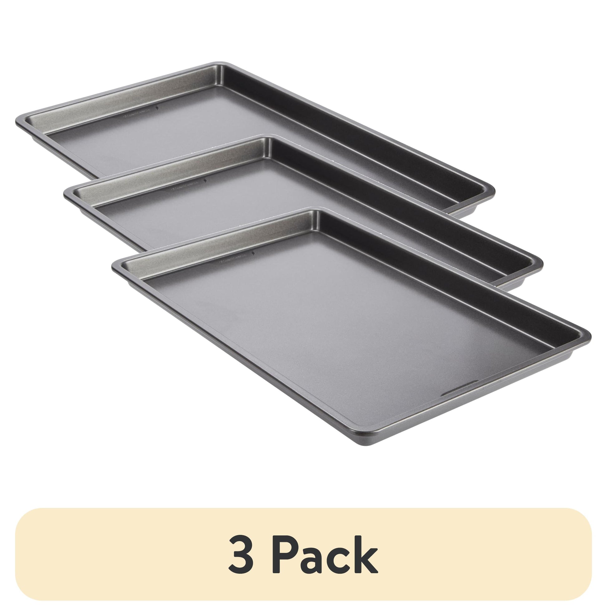 (3 pack) GoodCook PRO Nonstick Steel Baking Sheet, 17" x 11", Gray