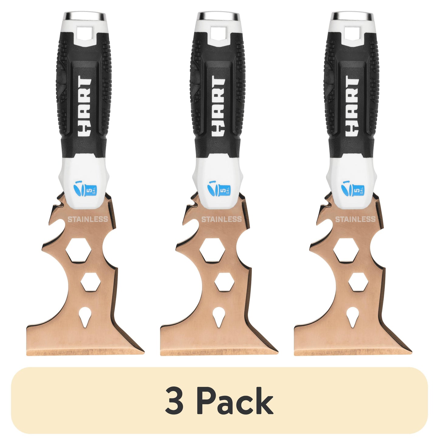 (3 pack) HART 19-1 Multi-Tool, Golden Stainless-Steel