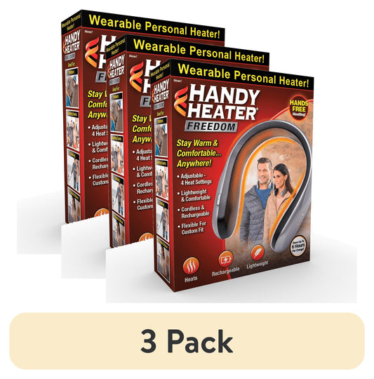 (3 pack) Handy Heater Freedom, Wearable Ceramic Heater, Rechargeable USB