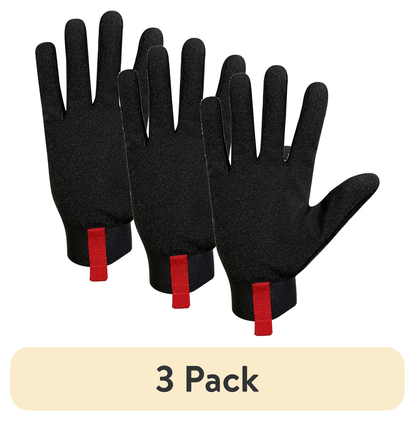 (3 pack) Hyper Tough Heavy Duty Impact Gloves, Black Red and Gray, Polyester, Adult Men's, Large, 1 Pair