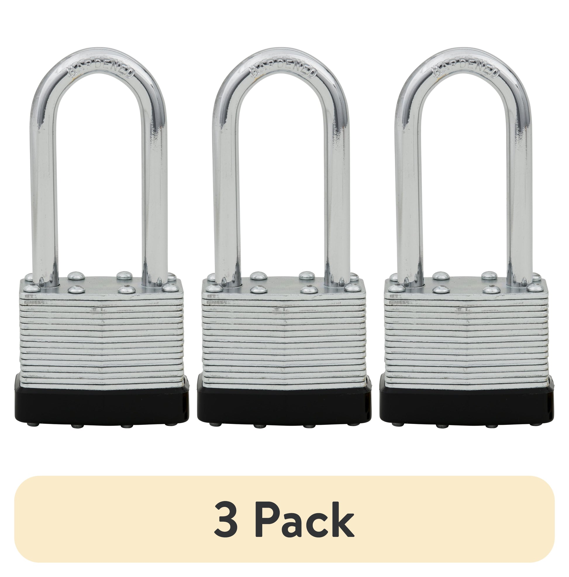 (3 pack) Hyper Tough 1-9/16 in. (40mm) Laminated Steel Keyed Padlock with 2 in. (51mm) Long Hardened Steel Shackle