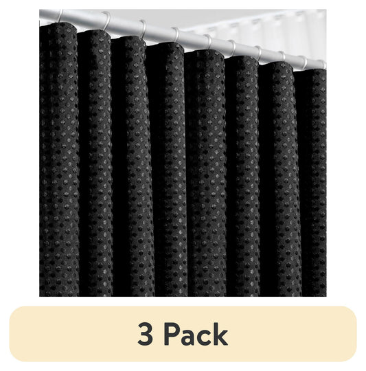 (3 pack) LammaLoe Black Shower Curtain, Waffle Weave Heavy Duty Fabric Shower Curtain, 72â€ x 72" Hotel Luxury 256 GSM Bathroom Curtains