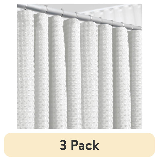 (3 pack) LammaLoe White Shower Curtains, Waffle Weave Heavy Duty Fabric Shower Curtain, 72â€ x 72" Hotel Luxury 256 GSM Bathroom Curtains