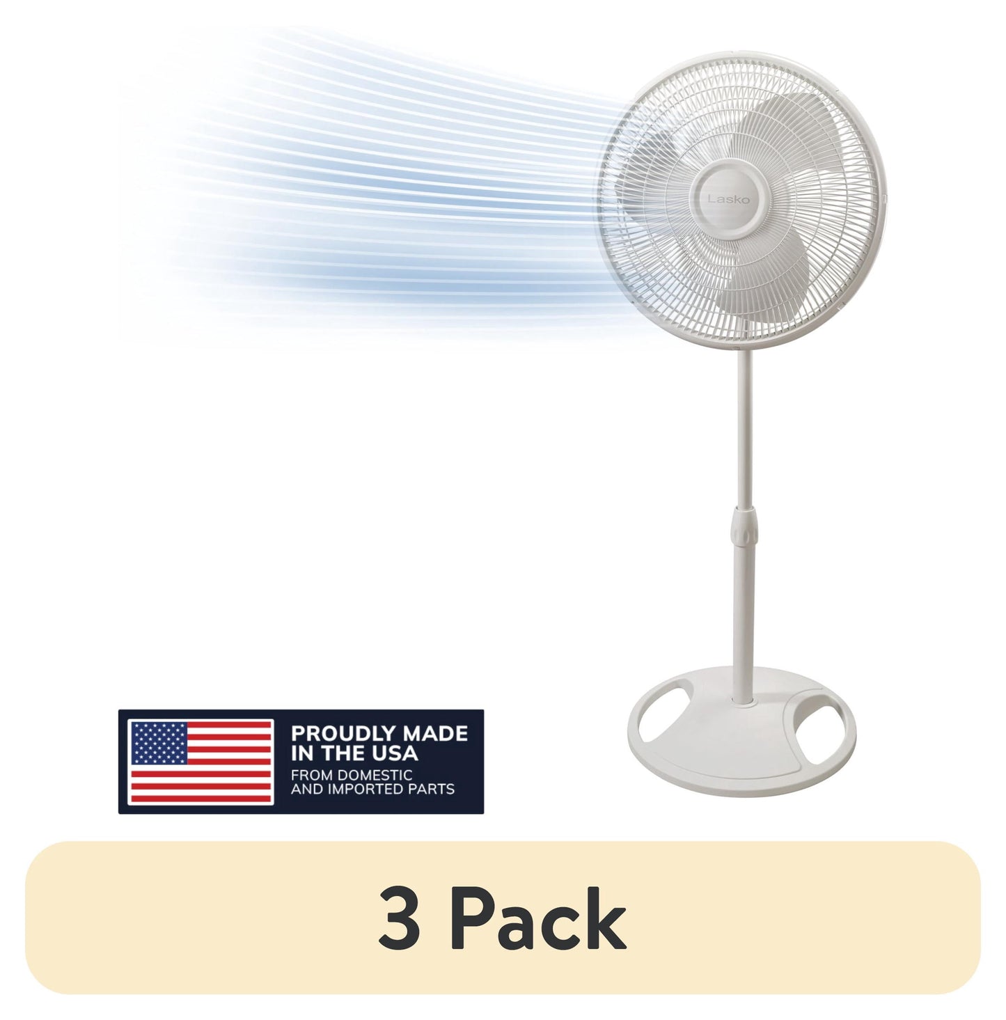(3 pack) Lasko 16" 3-Speed Oscillating, Adjustable Height, Pedestal Fan S16200