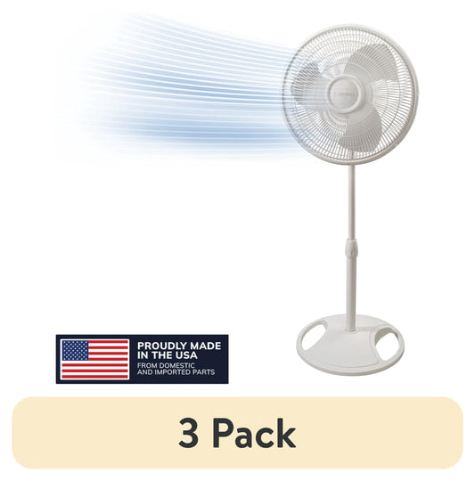 (3 pack) Lasko 16" 3-Speed Oscillating, Adjustable Height, Pedestal Fan S16200