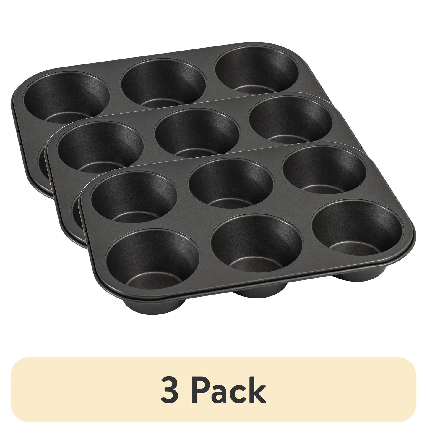 Mainstays 6 Cup Jumbo Muffin Pan, Non-Stick Bakeware,3.4 inch Diameter Cups,Gray,Carbon Steel