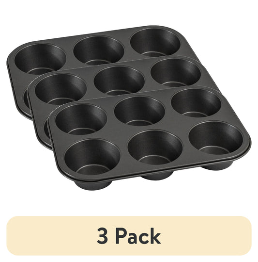 Mainstays 6 Cup Jumbo Muffin Pan, Non-Stick Bakeware,3.4 inch Diameter Cups,Gray,Carbon Steel