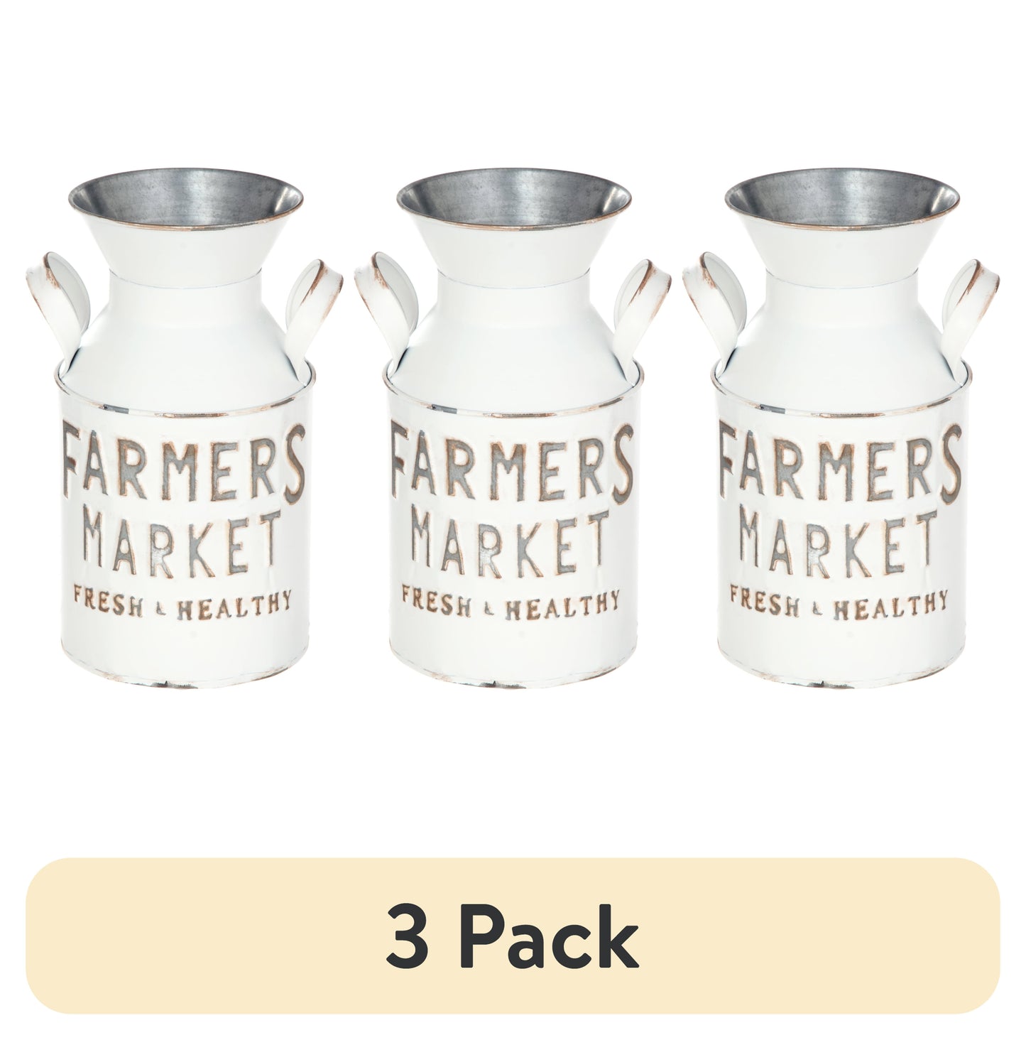 Mainstays Farmers Market Metal Milk Jug DÃ©cor with Handles, White, 10.4" H